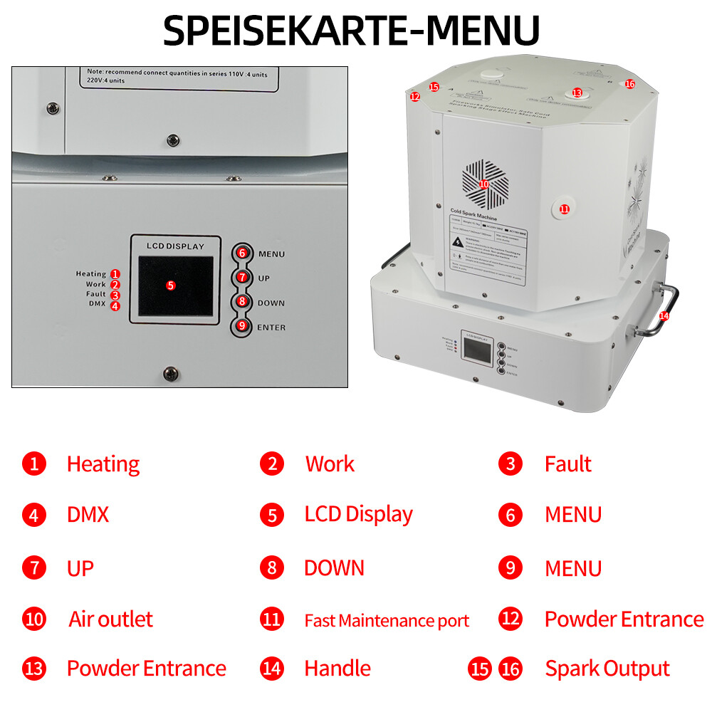 1300W Spin Cold Spark Machine Double Head Firework Fountain DMX Sparkler Machine