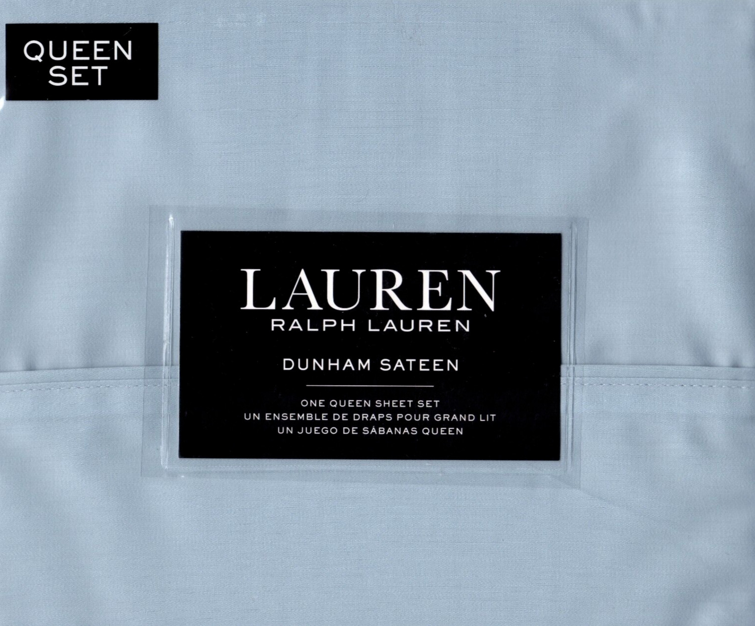 Ralph Lauren Queen Sheet Set Dunham Sateen Celestial Blue 4pc Farmhouse Cottage