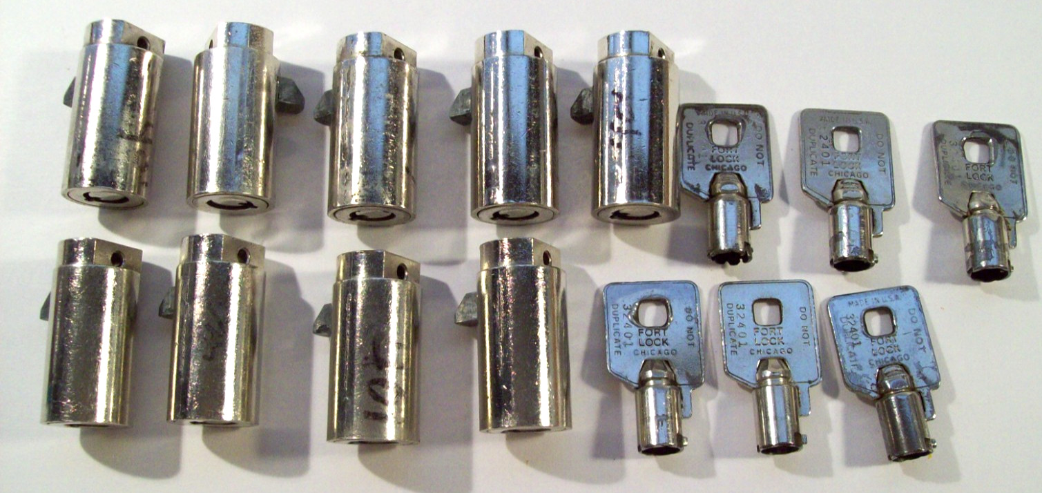 Fort Lock Vending Machine Barrel Locks 9 Count, #401, Keyed Alike, 6 Keys