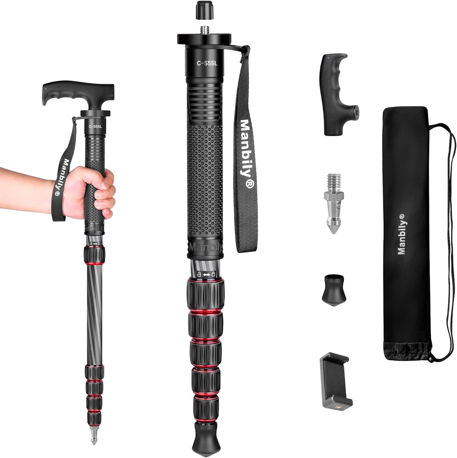 Manbily Portable Monopod Lightweight Portable Monopod 6-Section Camera Stand US