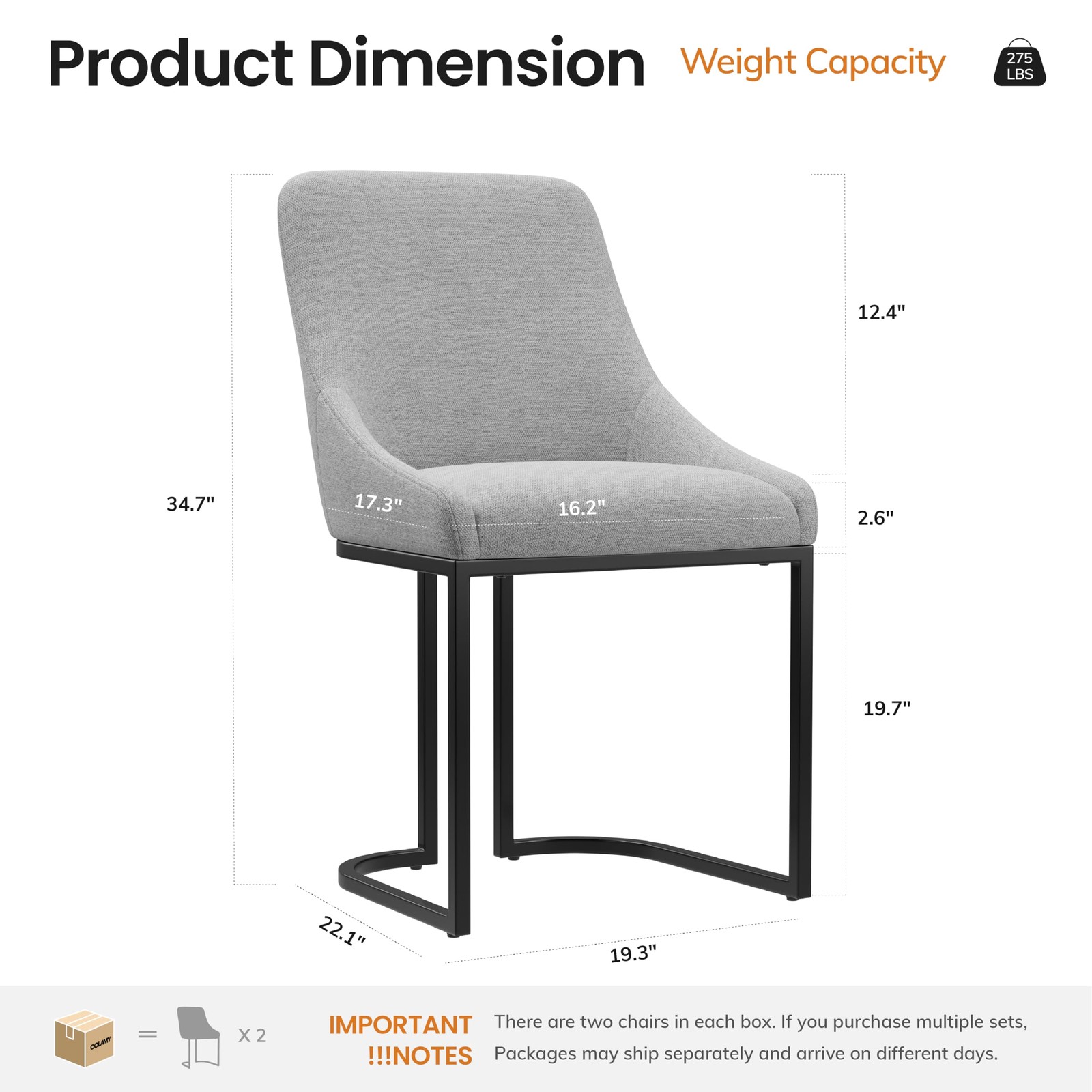 4 Fabric Upholstered Dining Chairs U-Shape Backrest Light Gray