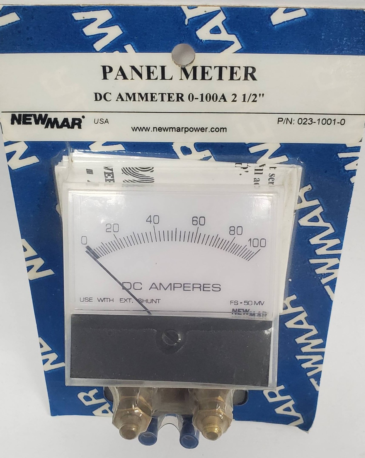 NewMar 023-1001-0 Panel Meter DC Ammeter 0-100 Amp w/ external shunt 2-1/2"