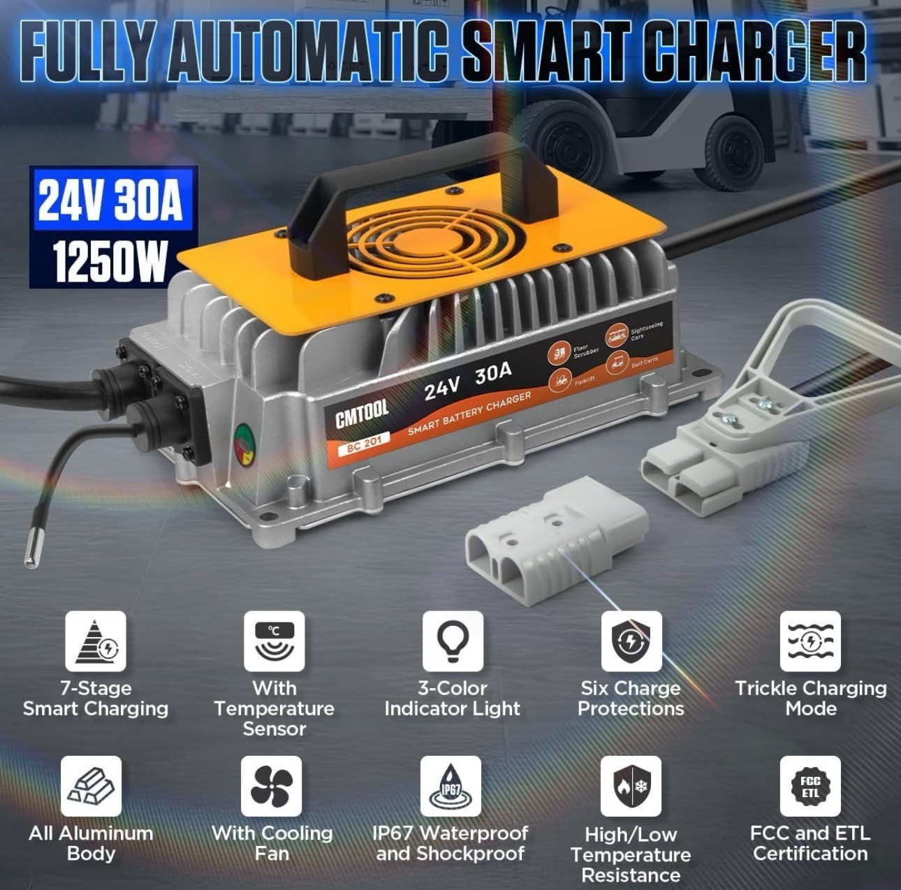 24 Volt 30A Forklift Battery Charger Single Phase Lead Acid Battery Fast Charger