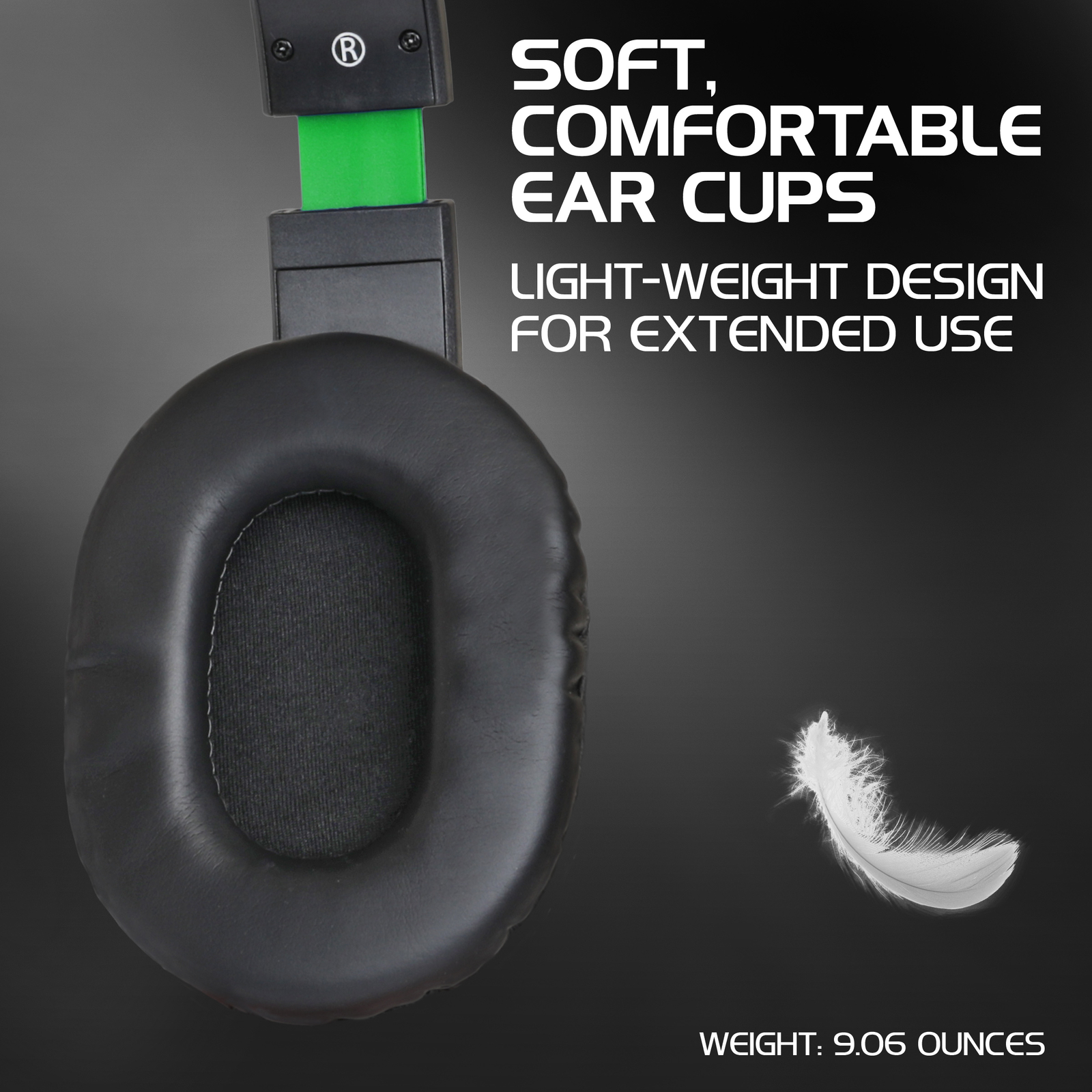 Gaming Headset with Rotating Microphone - Soft Adjustable Headband - Green