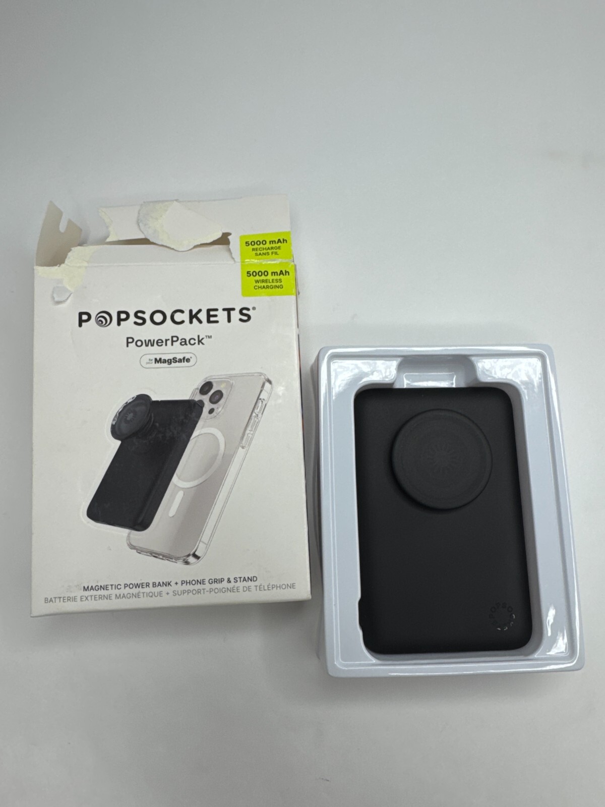 PopSockets PowerPack 5000mAh MagSafe Power Bank & Grip for iPhone 16 15 14 black