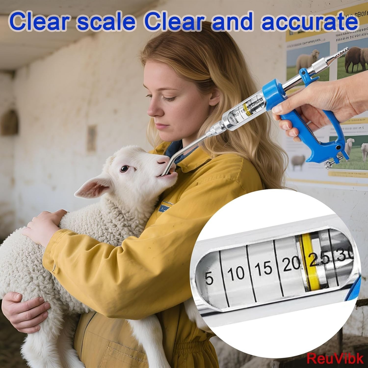 30ML Adjustable Veterinary Metal Feeding Gun, Continuous Drench Gun Continuous D