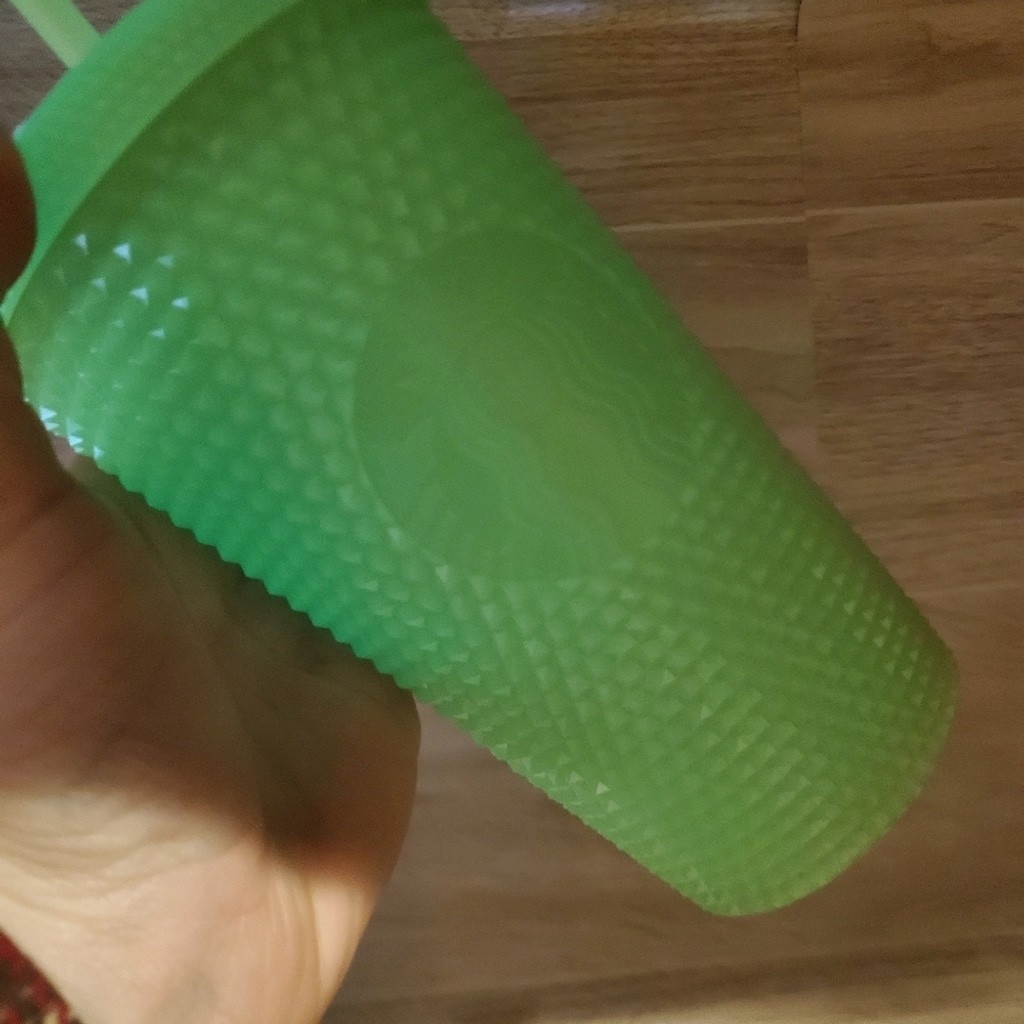 Starbucks Lemongrass Lime Green Studded 16 oz Glow in the Dark Cup Halloween