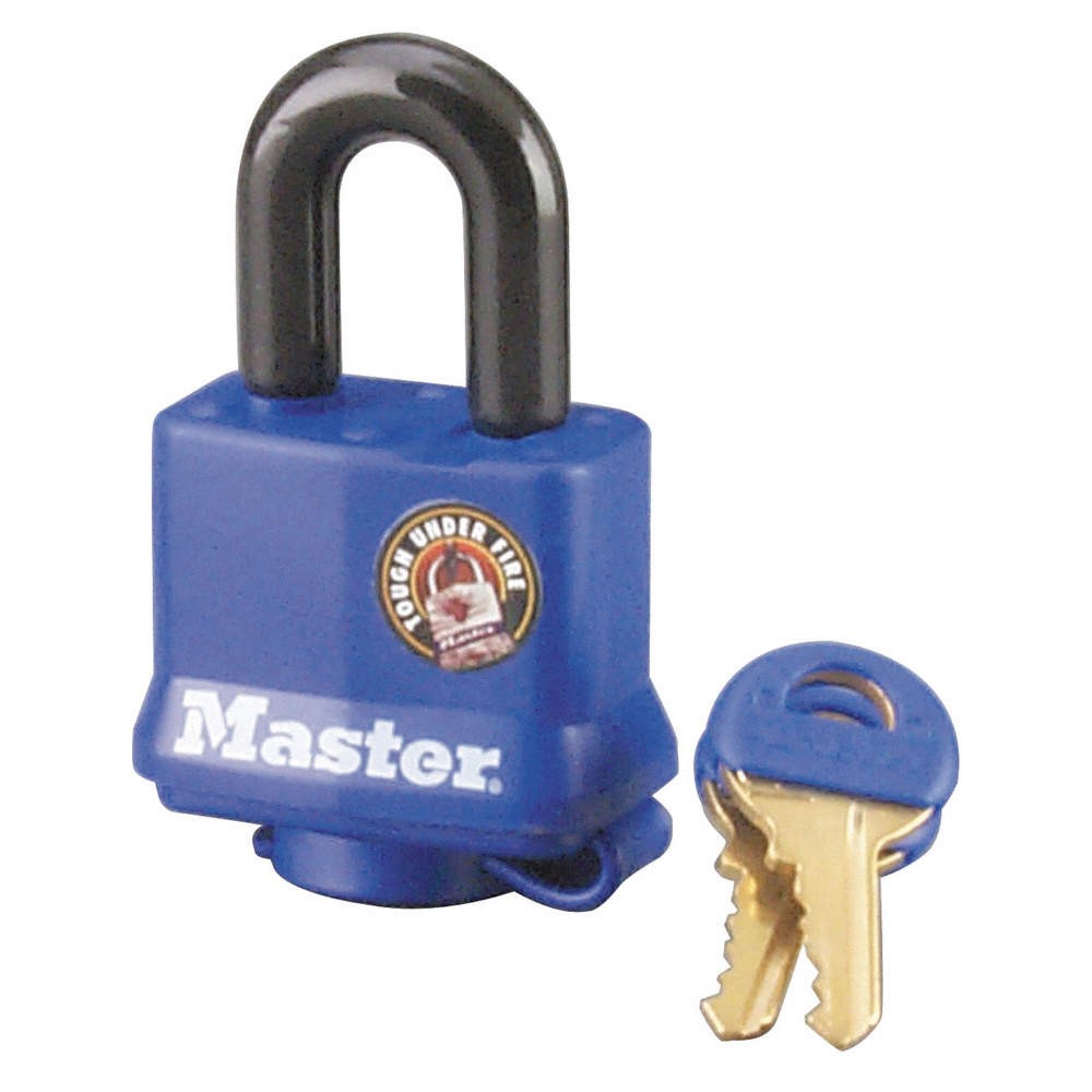 MASTER LOCK 312KA Keyed Padlock, 1/2 in,Rectangle,Blue 6MCP7