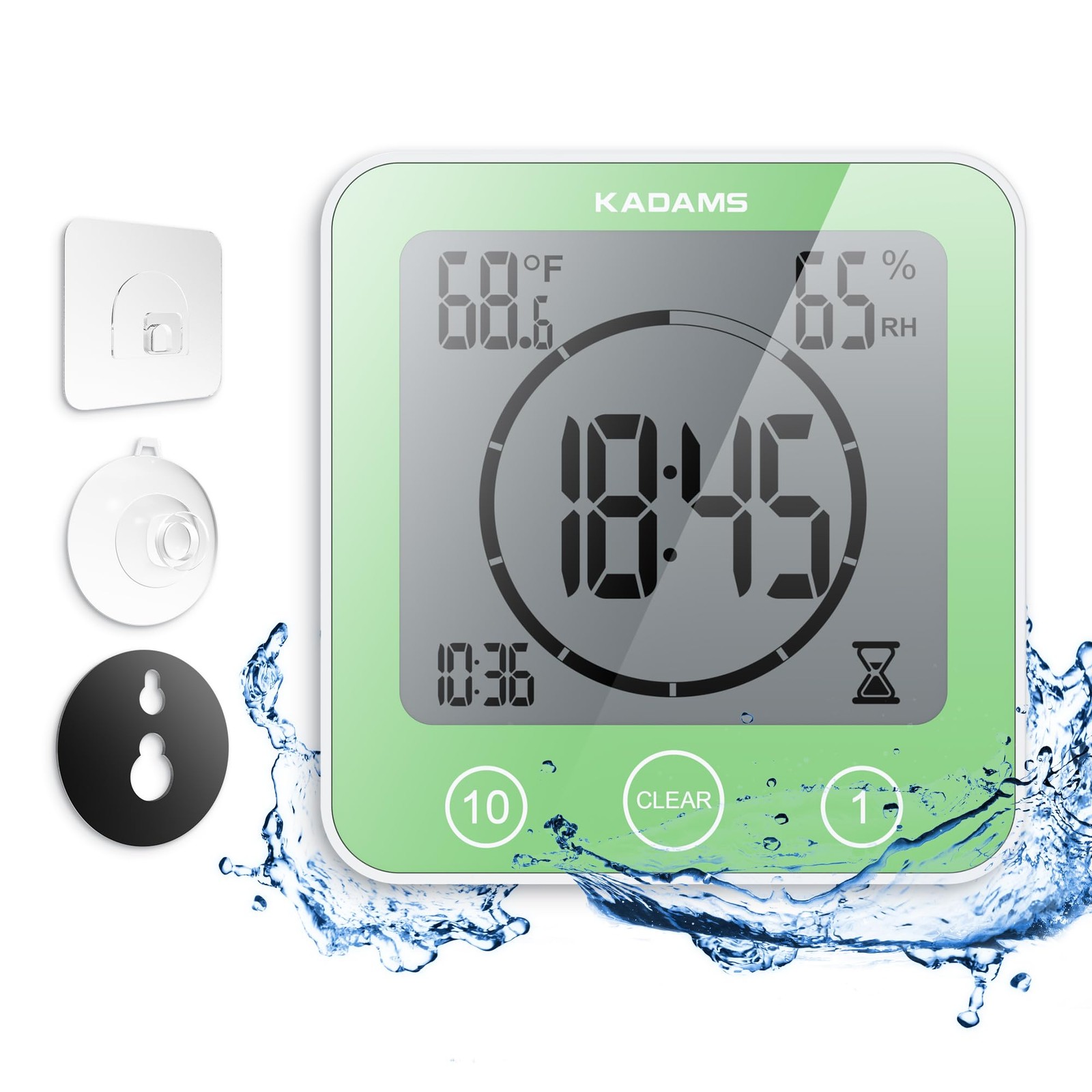 Shower Clock Waterproof Bathroom Timer – Digital Wall Clock with Countdown, M...