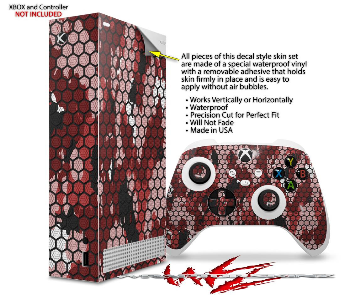 Skin Wrap for XBOX Series S Console Controller HEX Mesh Camo 01 Red