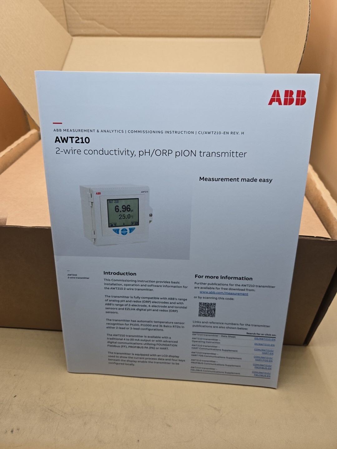 ABB AWT210 ANALYTICAL Transmitter 2 Wire PH ORP pION AWT210A2Y0Y0E6-U3-M5 New