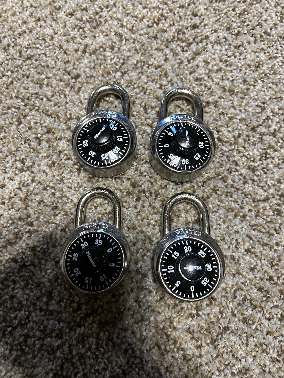 4x Master Lock Locker Combination Padlocks Combination On Back Of Each Lock