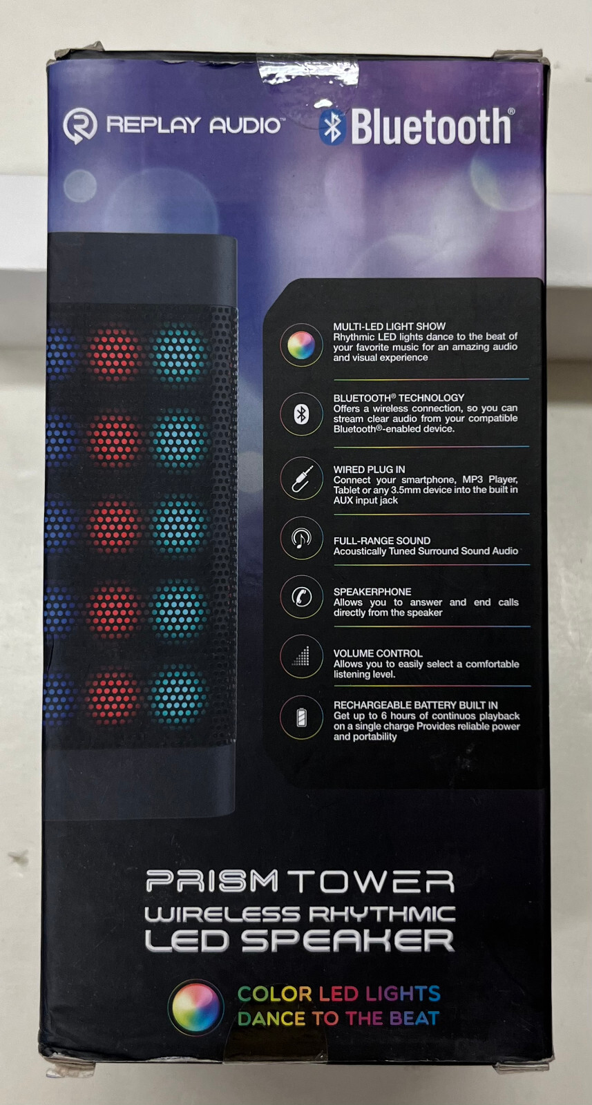 PrismTower Wireless Rhythmic LED Speaker (RPA-BTLED4BK)