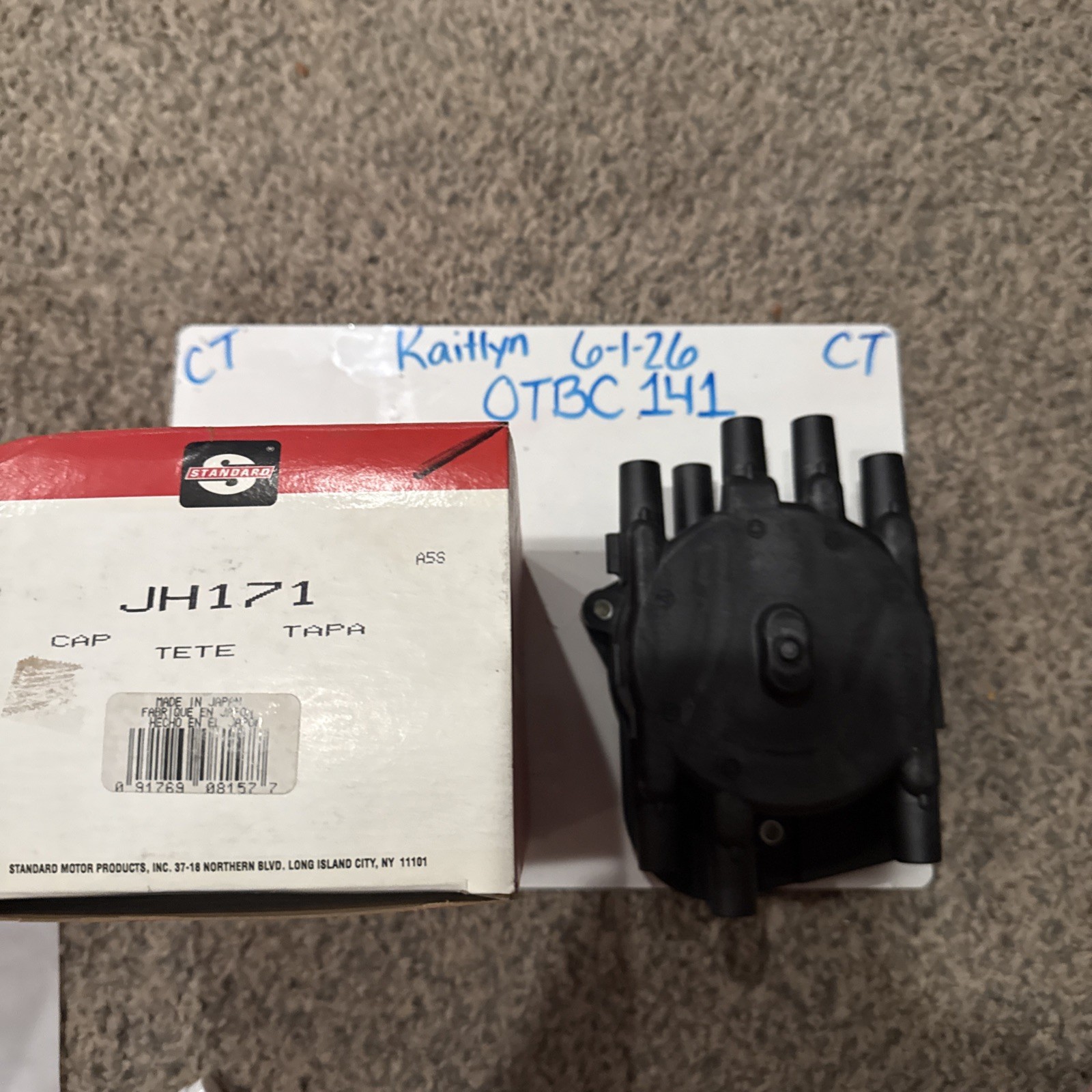 Standard, JH171, Distributor Cap With Hardware ,new In Box, nos