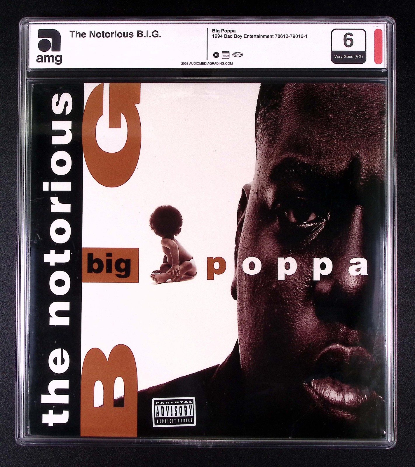 AMG Graded 6 Sealed Notorious B.I.G. - Big Poppa 1994 Bad Boy Original Vinyl LP
