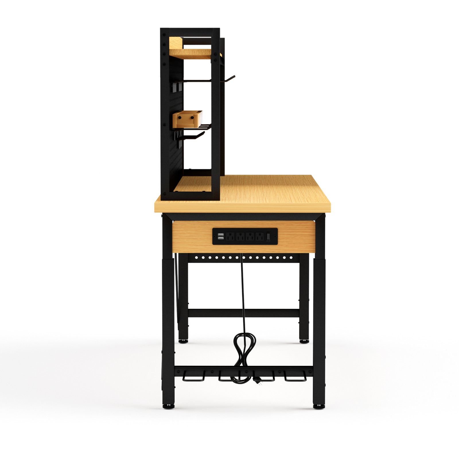 71''Adjustable Workbench with pegboard, Heavy Duty Wooden Desktop Workbench