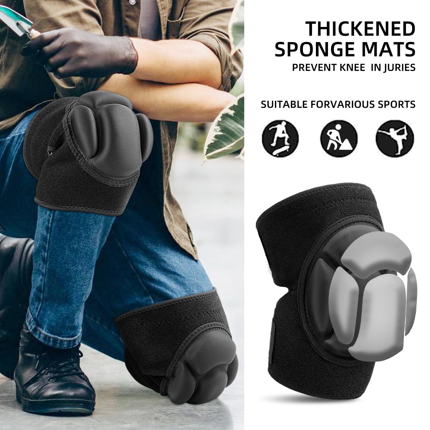 Anti-collision Knee Pads, Adjustable Knee Support Patellar Fixation Protectio...