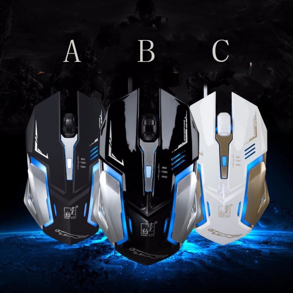 Gaming Mouse 4 Button USB Wired LED Breathing Fire Button 1600 DPI Laptop PC