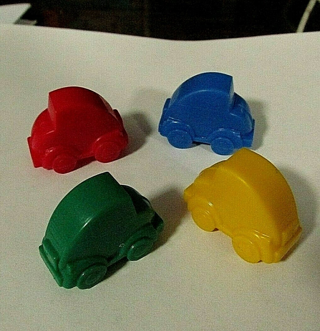 Monopoly Jr Movers Set Lot of 4 Cars Red Yellow Blue Green
