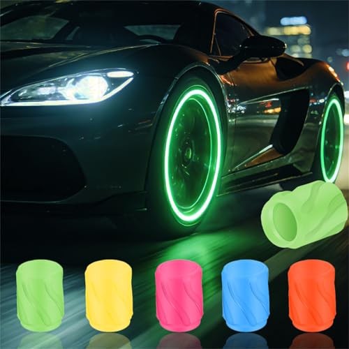 20Pcs Fluorescent Tire Valve Stem Caps, Luminous Car Tire Air Cap, Colorful