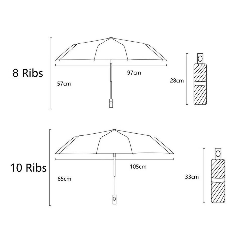 Automatic Umbrella Anti-UV Sun/Rain Windproof 3 Folding Compact Umbrella