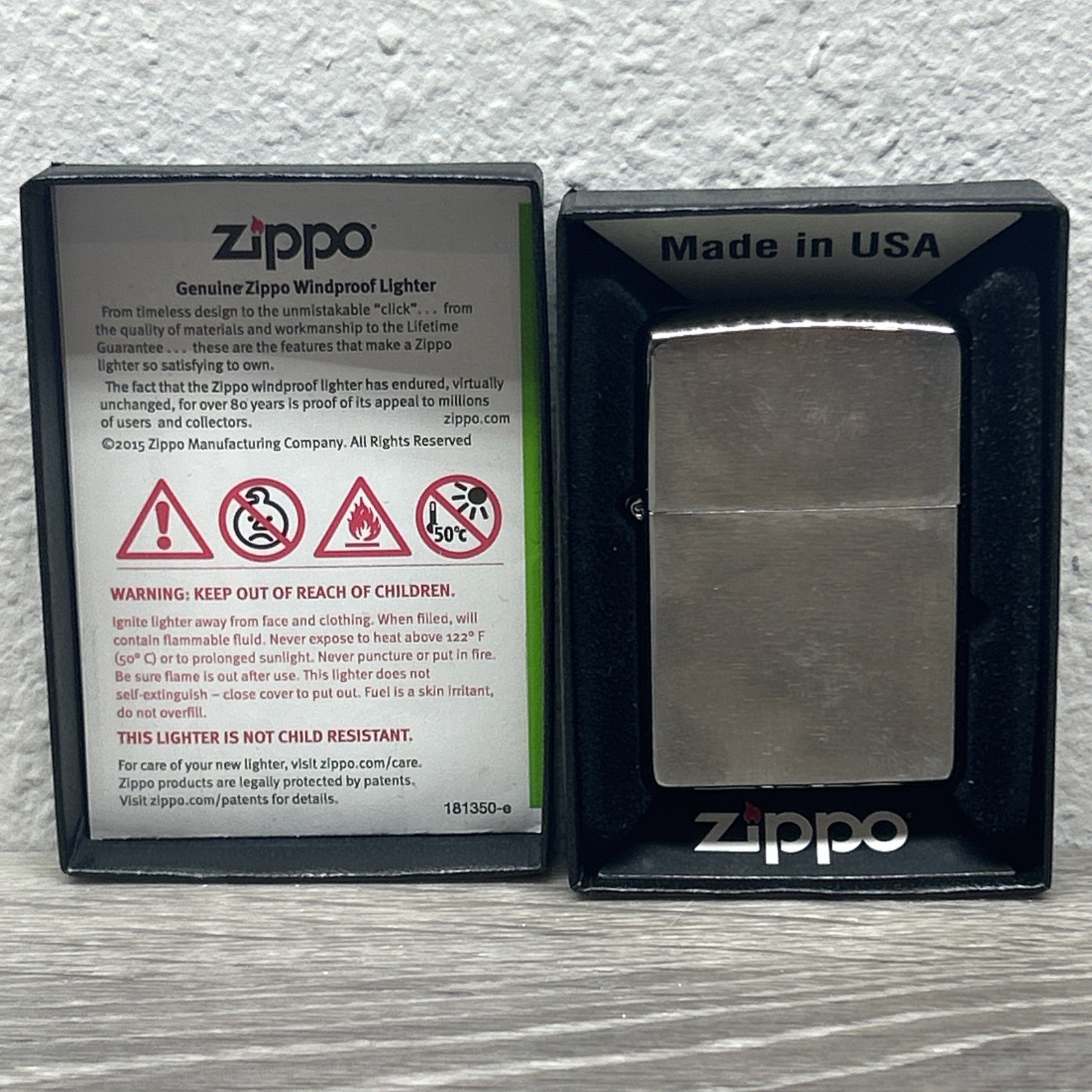 AUTHENTIC Brand New ZIPPO WINDPROOF LIGHTER Regular Brushed Chrome 2015