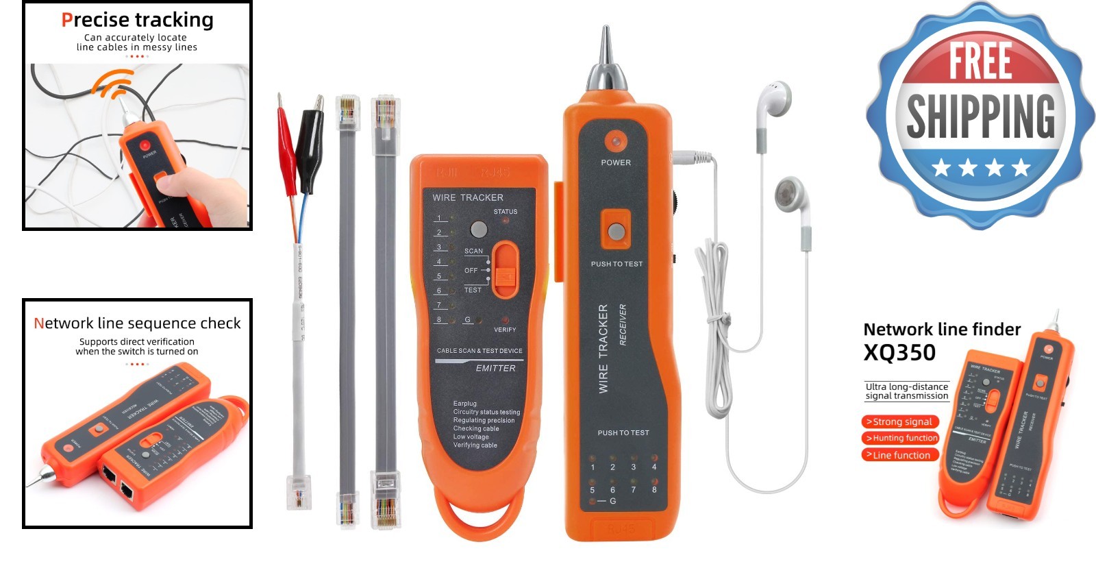 Advanced Cable Finder for Ethernet & Telephone Lines - Includes Accessories
