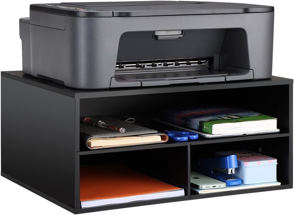 Printer Stand Desk 2 Tier Desktop Printer Stand W/ Paper Storage Printer Riser