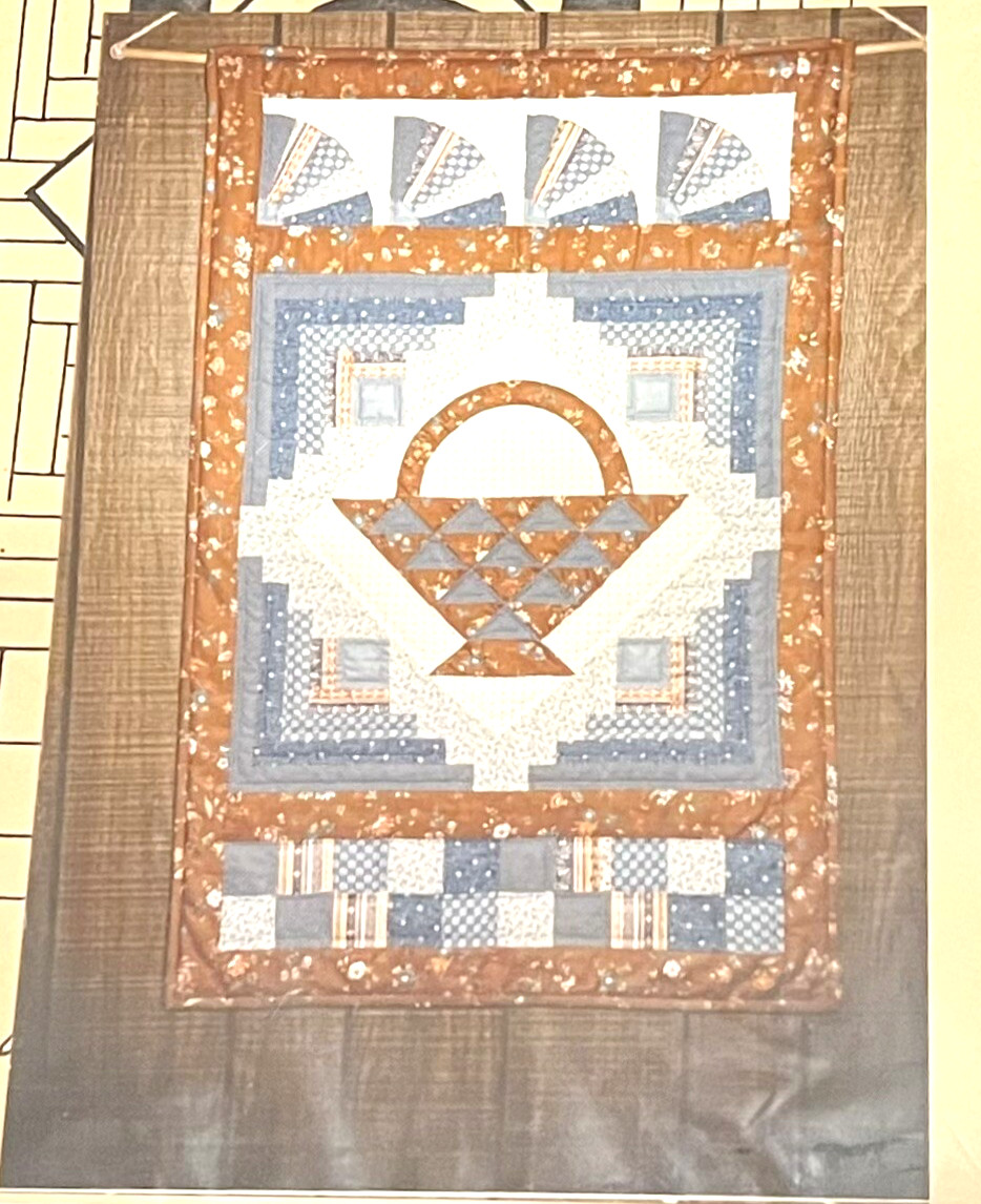 BASKET WALL HANGING Quilt Pattern 36"x24" Baskets & Fan Checkboard Pattern