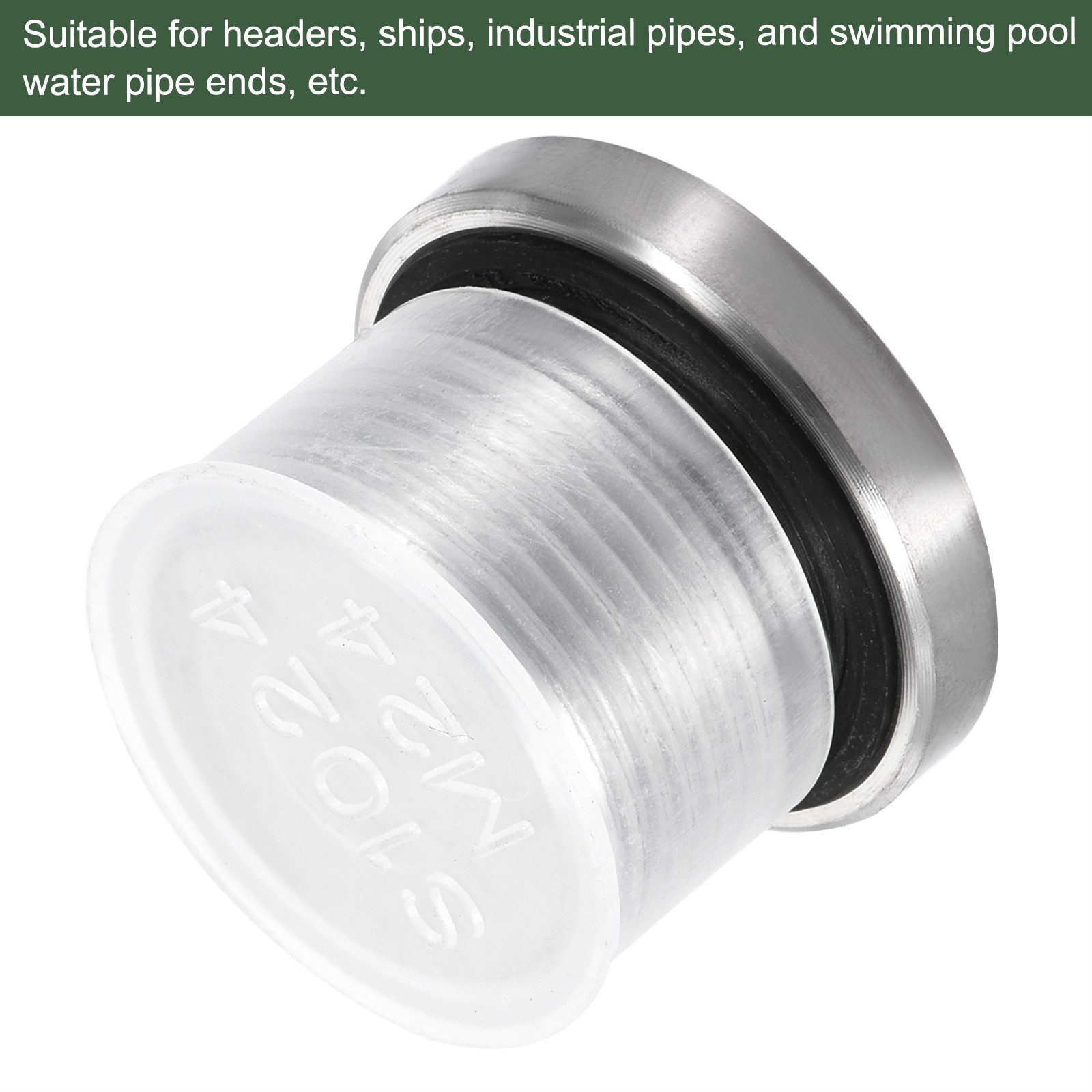 2 Pcs M24 x 1.5 Stainless Steel Internal Hex Head Socket Pipe Fitting (Silver)