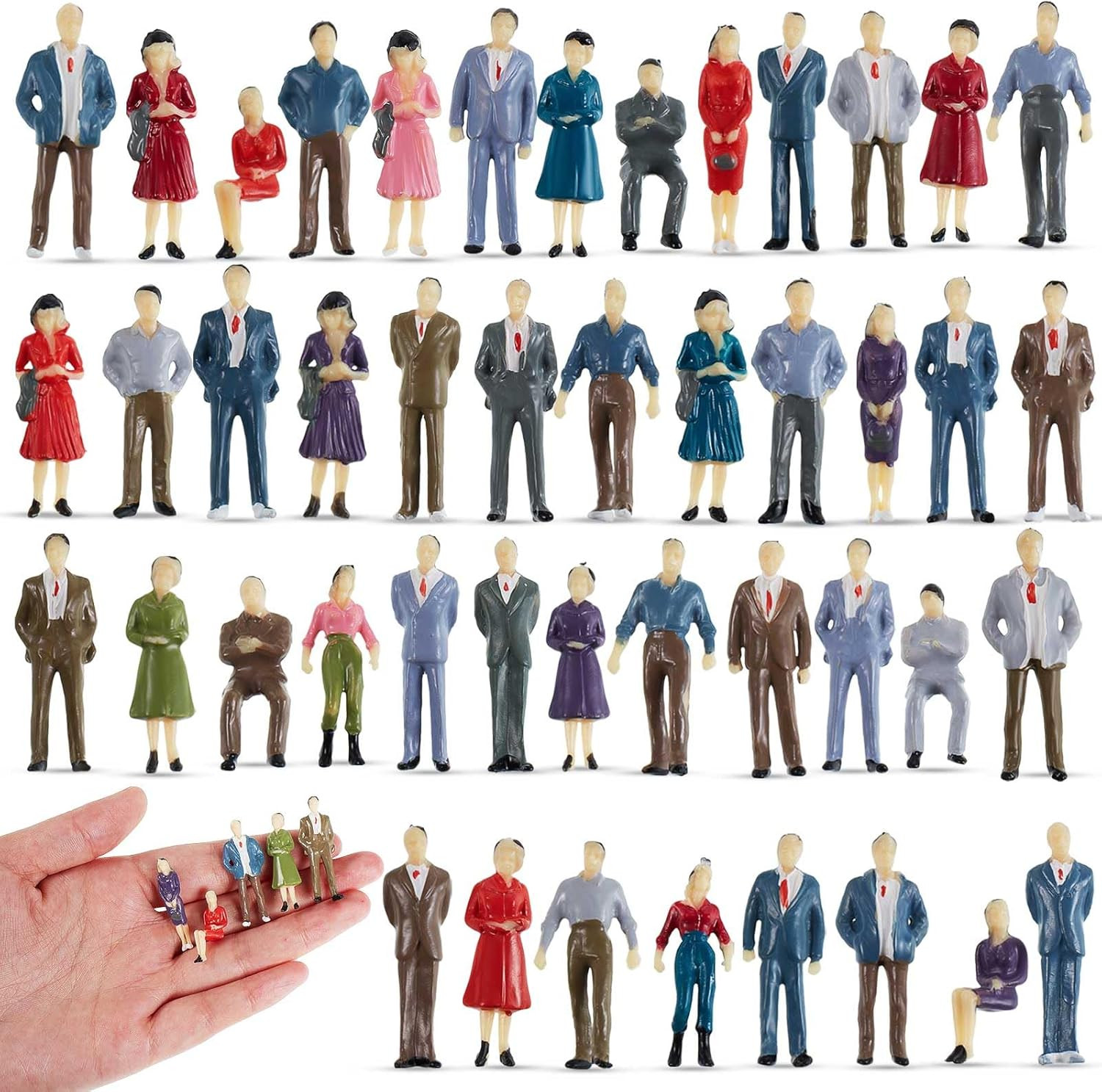 80pcs Mini People Figurines 1:50 Scale Model Train Painted Figures Set