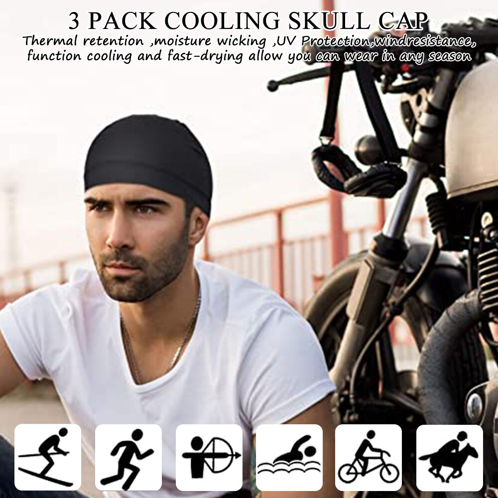 3Pack Wicking Beanie Cap Helmet Liner Quick-dry Skull Cap Cycling Breathable Hat