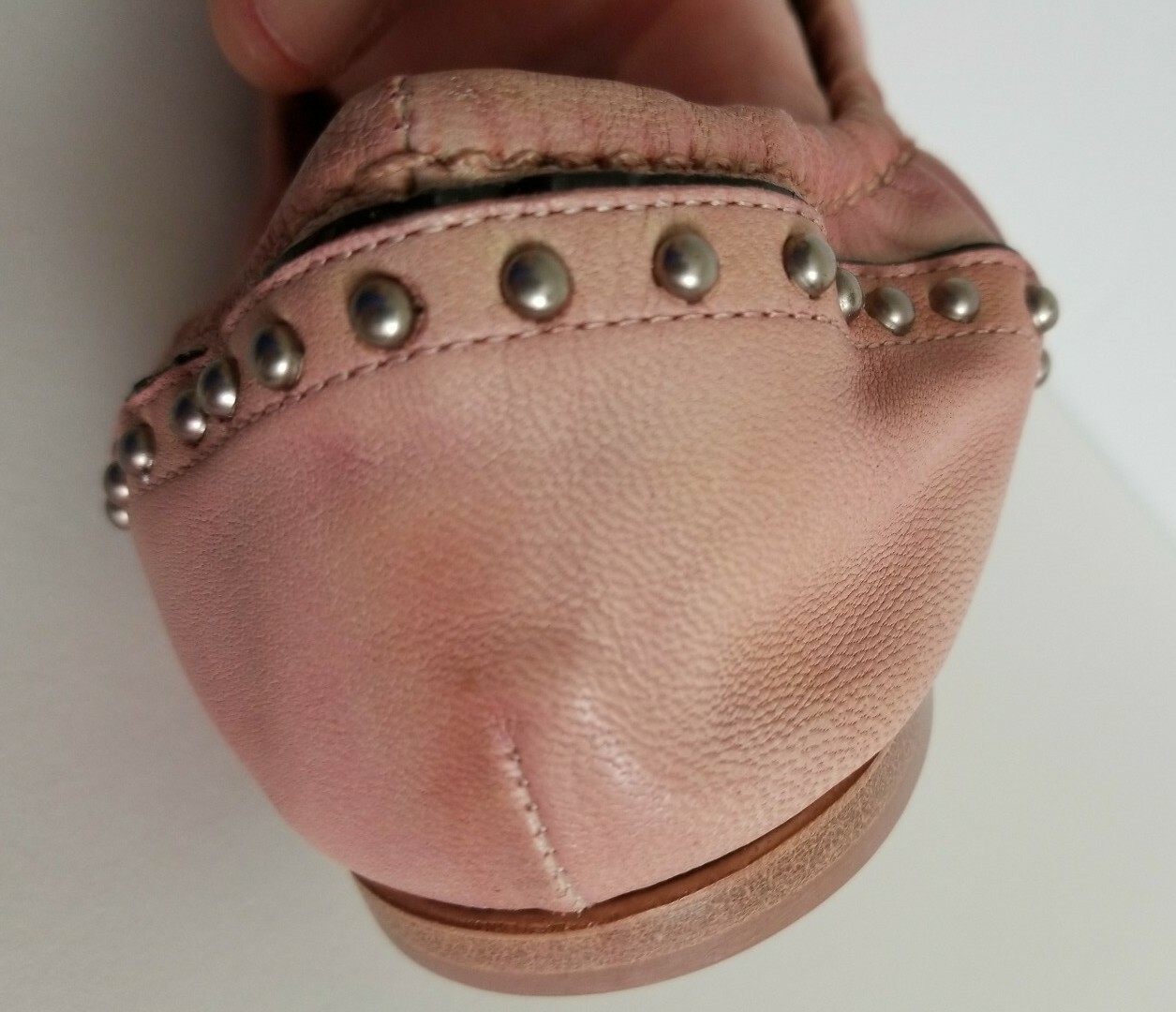MIU MIU AMAZING WASHED PINK LEATHER EMBELLISHED FLATS EU 38.5 40 I LOVE SHOES