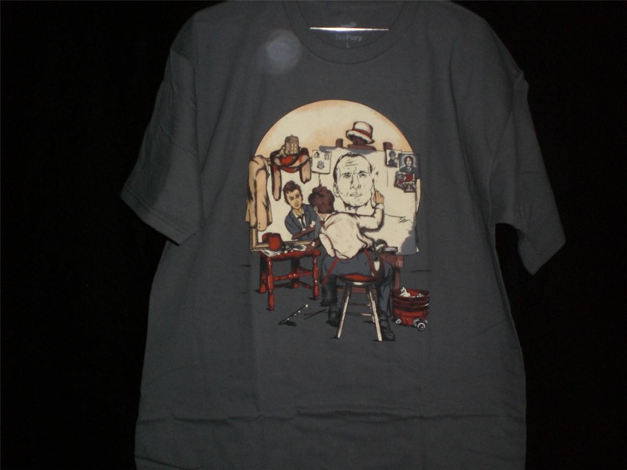 TeeFury Doctor Who LARGE "Doctor Rockwell" Norman Rockwell Mash Up CHARCOAL