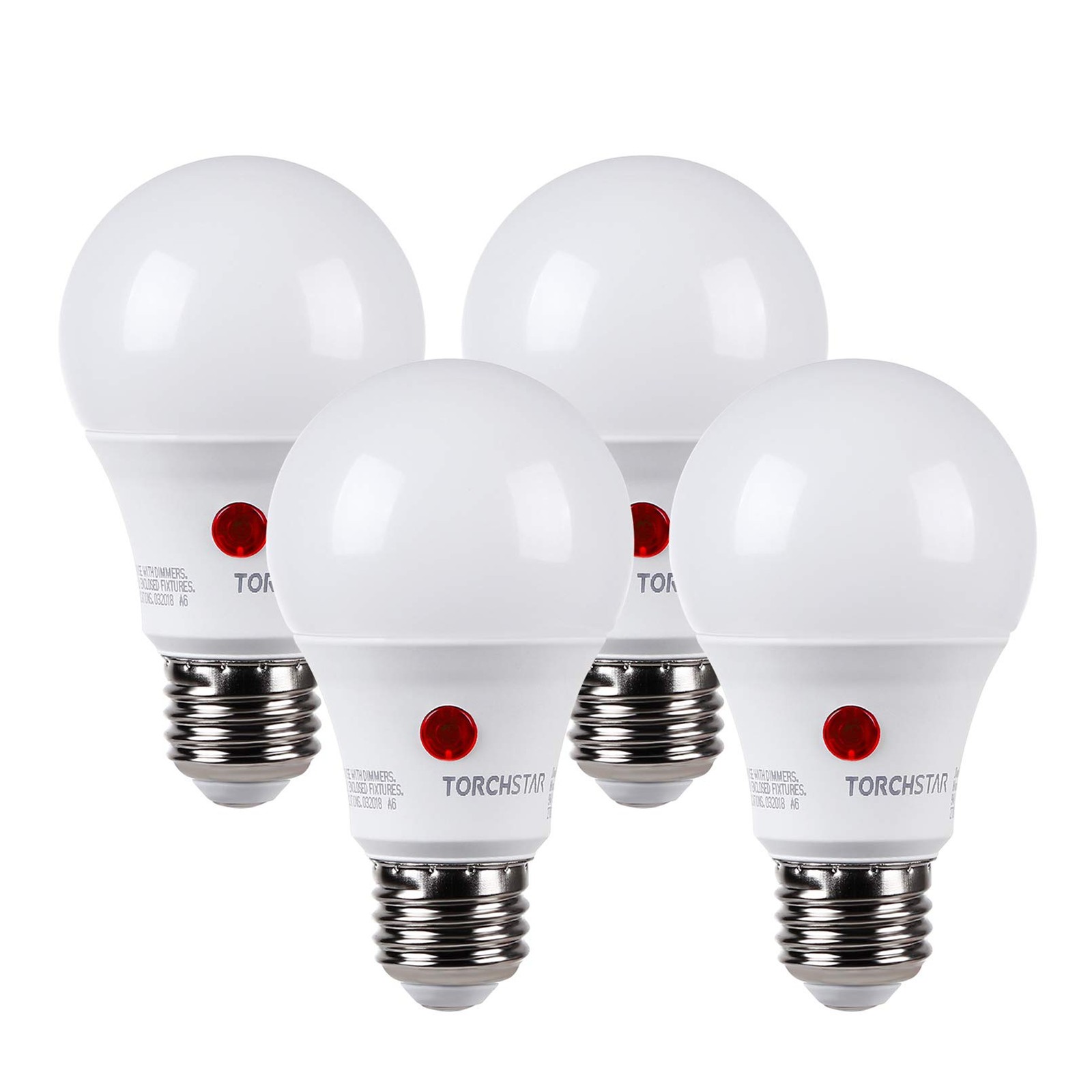 TORCHSTAR Dusk to Dawn Light Bulbs 4 Count (Pack of 1), Daylight (5000k)