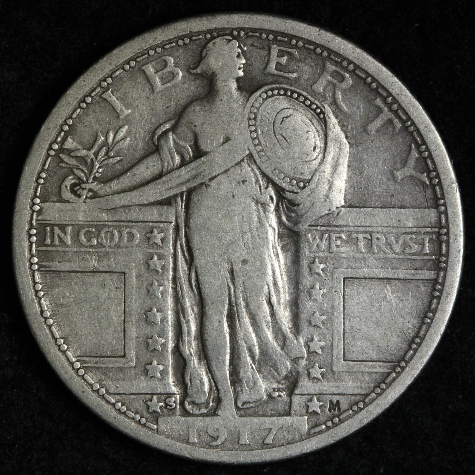 1917-S TYPE 1 Standing Liberty Silver Quarter VF E326 KUPZ
