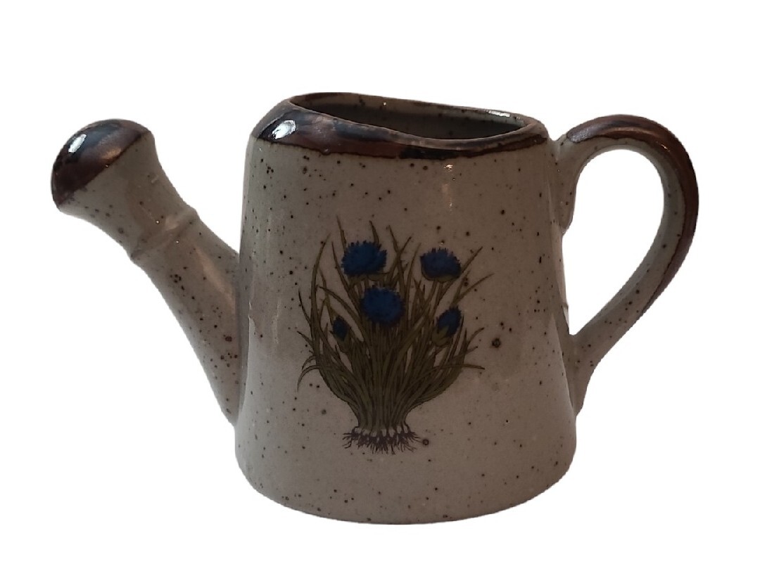 VTG Takahashi San Francisco Floral Speckled Stoneware Watering Can 3.5" Japan