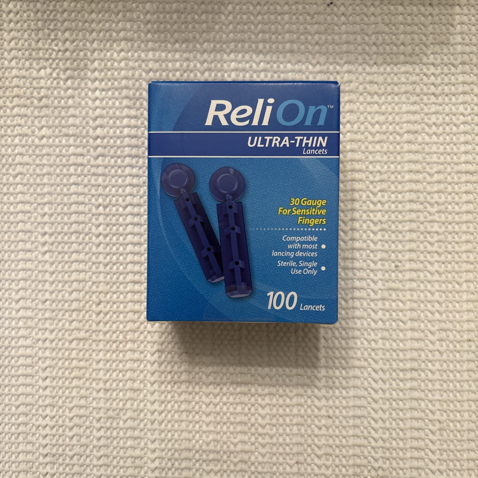 30 Gauge Ultra Thin Lancets For Sensitive Fingers 100 Ct ReliOn Exp 3/31/30