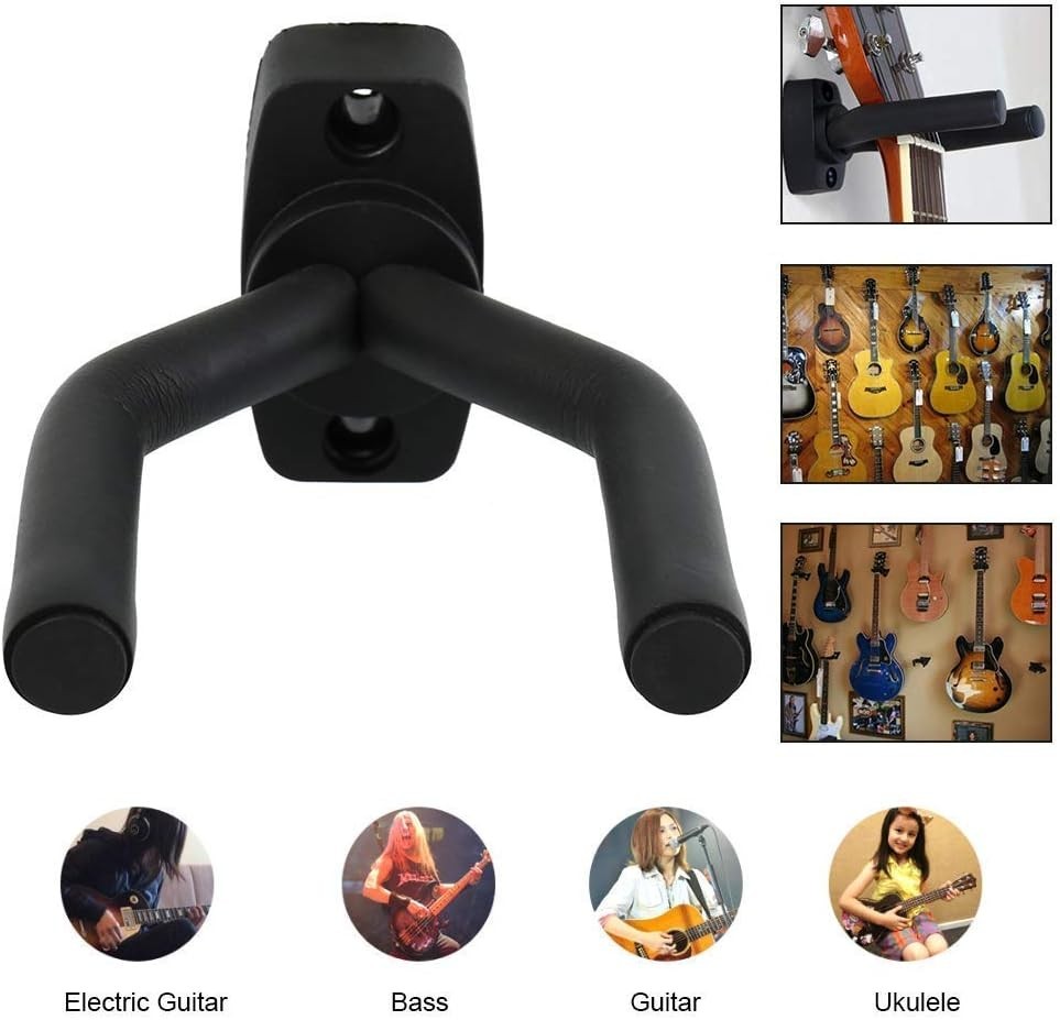 Guitar Wall Mount Hanger - 2 Pack - Easy Install, Fits All String Instruments