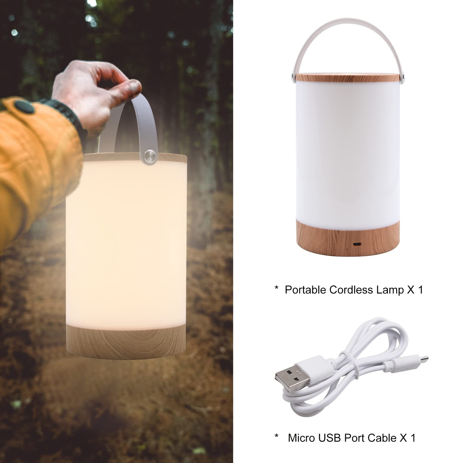Portable Lantern with Touch Dimmable Switch, Rechargeable Battery-Operated Co...