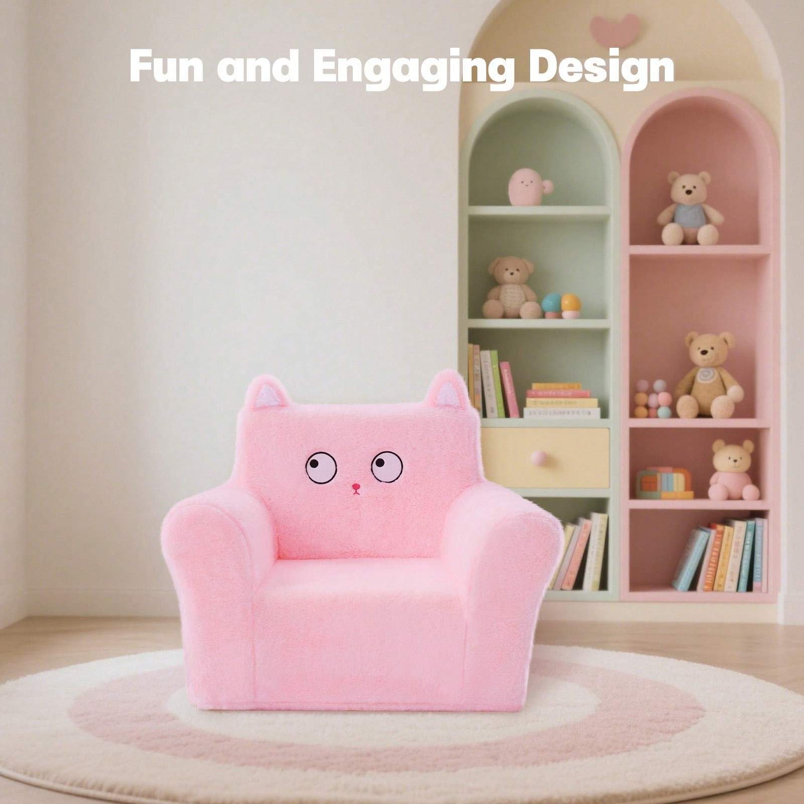 Square Toddller Chair, Comfy Foam Kids Armchair With Reading And Relaxation-FGQ