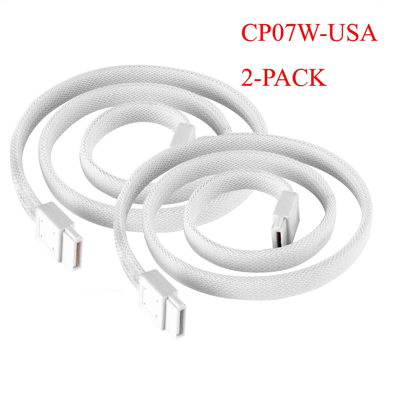 SilverStone CP07W SATA 3 Sleeved White Cable EMI Guard 6Gb/s 2-Pack