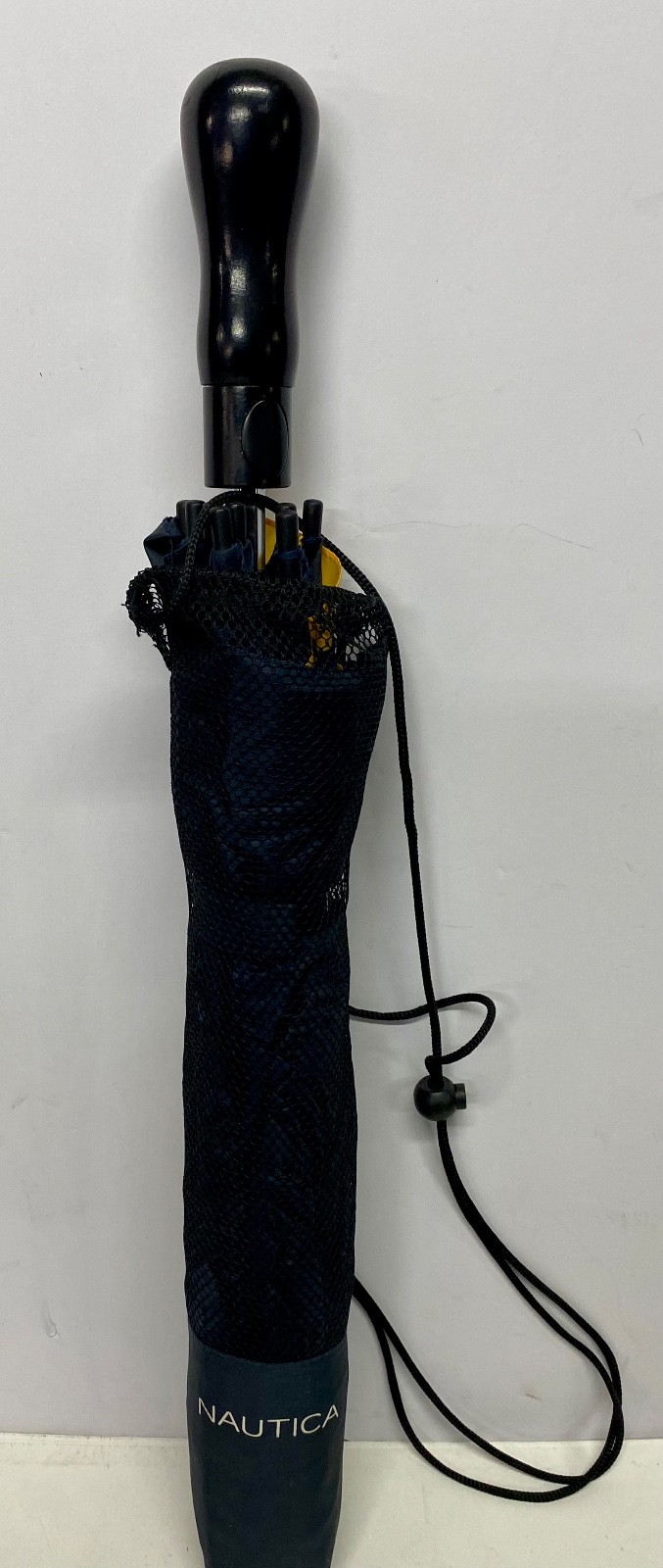 Nautica Compact Umbrella with Storage Sleeve Blue & Yellow