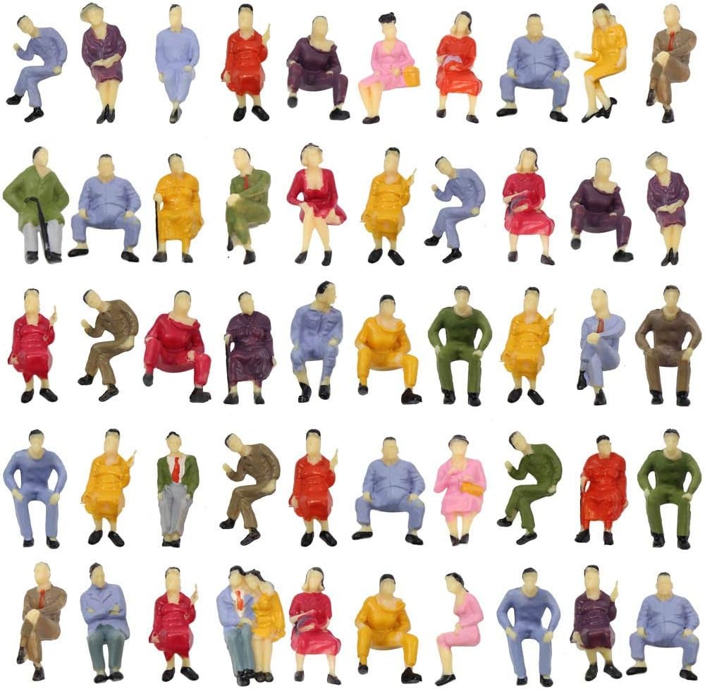 P4302 100pcs All Seated Sitting Figures O Gauge 150 Scale Seated People Railw...