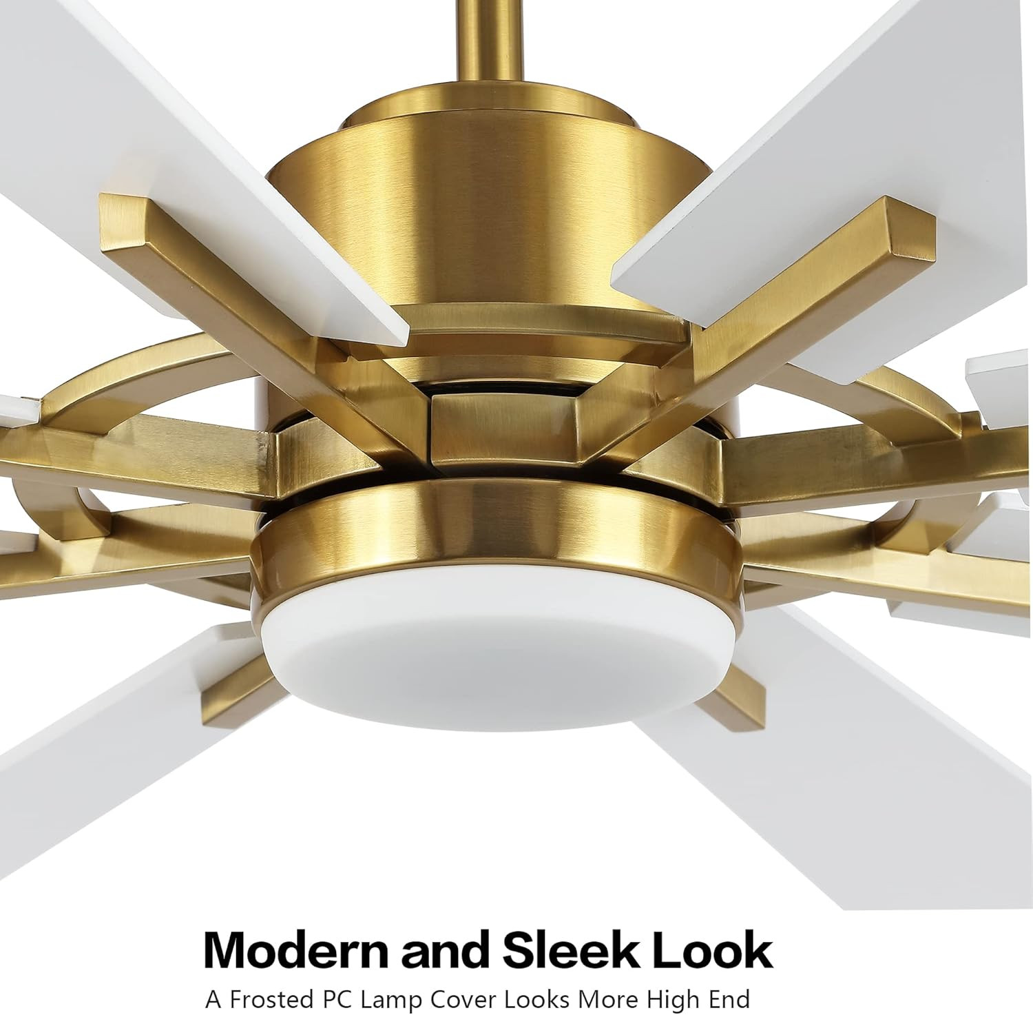60" Gold & White DC Ceiling Fan with Lights & Remote, 6-Speed Motor