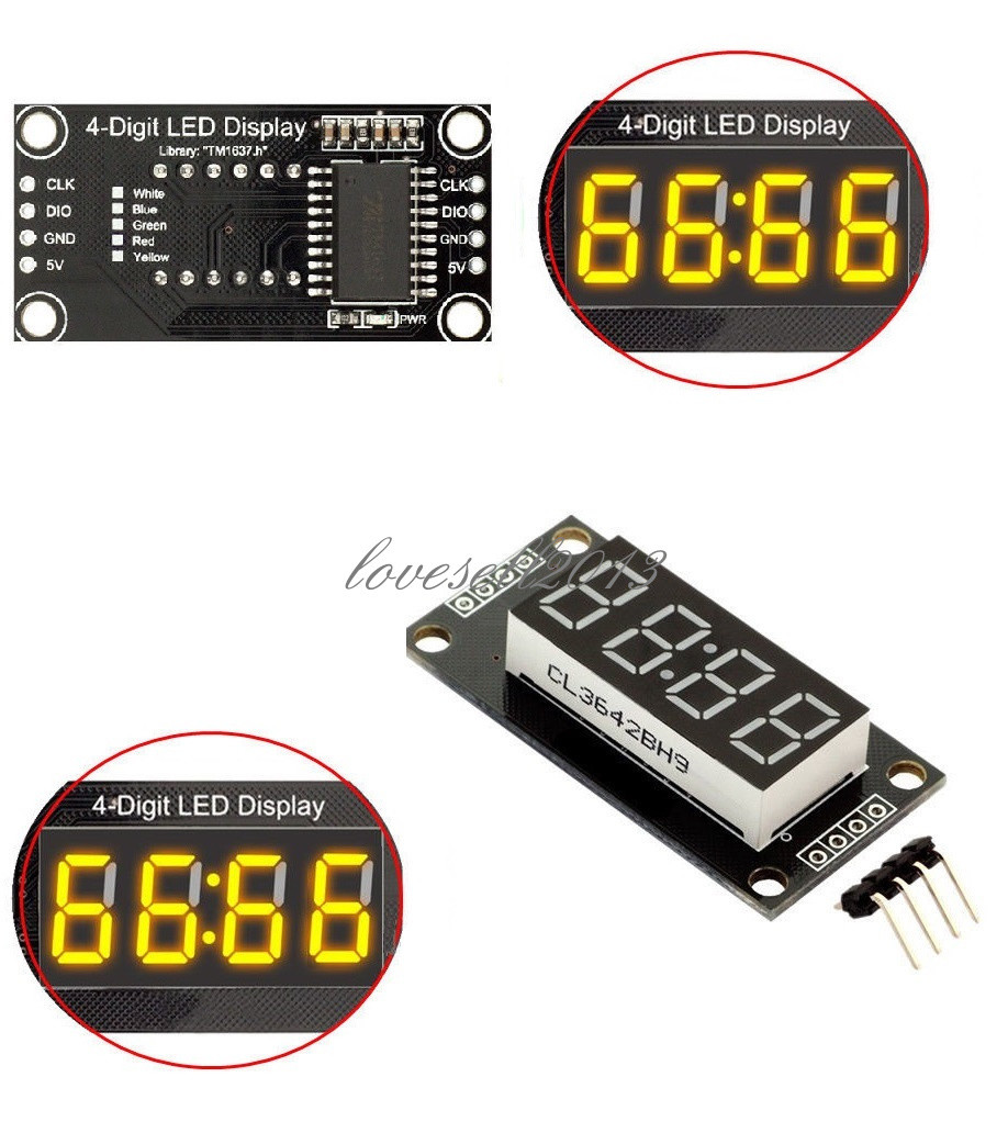 0.56" inch TM1637 4-Bits Digital LED Clock Tube Display Yellow  for Arduino