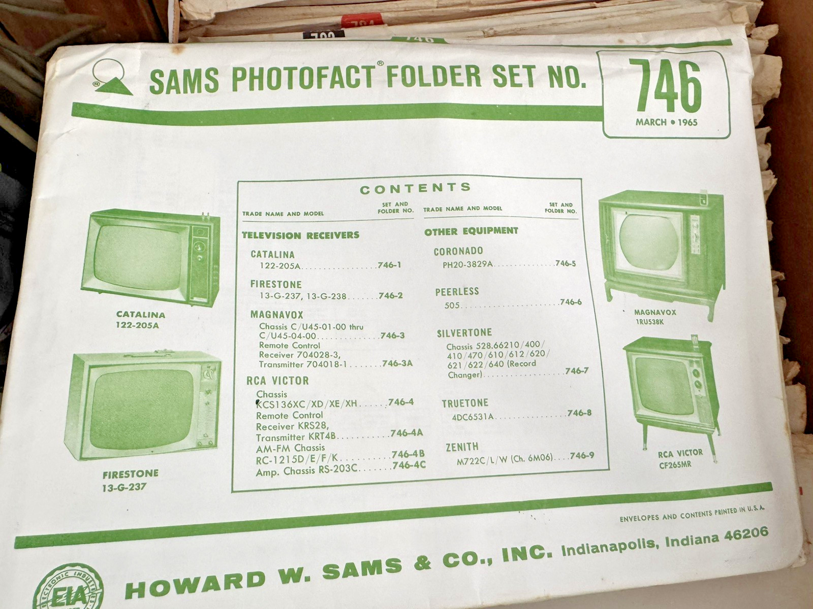 Sams Photofact - FOLDER SET Manual Schematics - Select Folder from 700 - 799