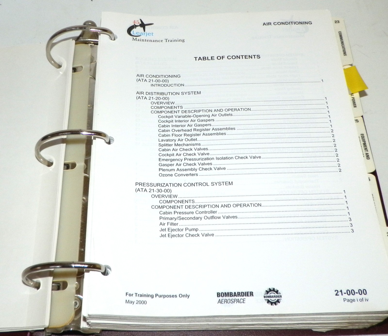 Bombardier Learjet 45 Maintenance Training Manual 3 Ring Binder