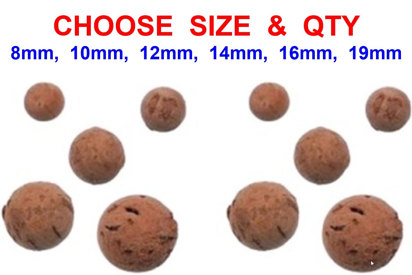 CARP FISHING CORK BALLS 8mm 10mm 12mm 14mm 16mm 19mm IN 5 10 15 20 25 30 50 100