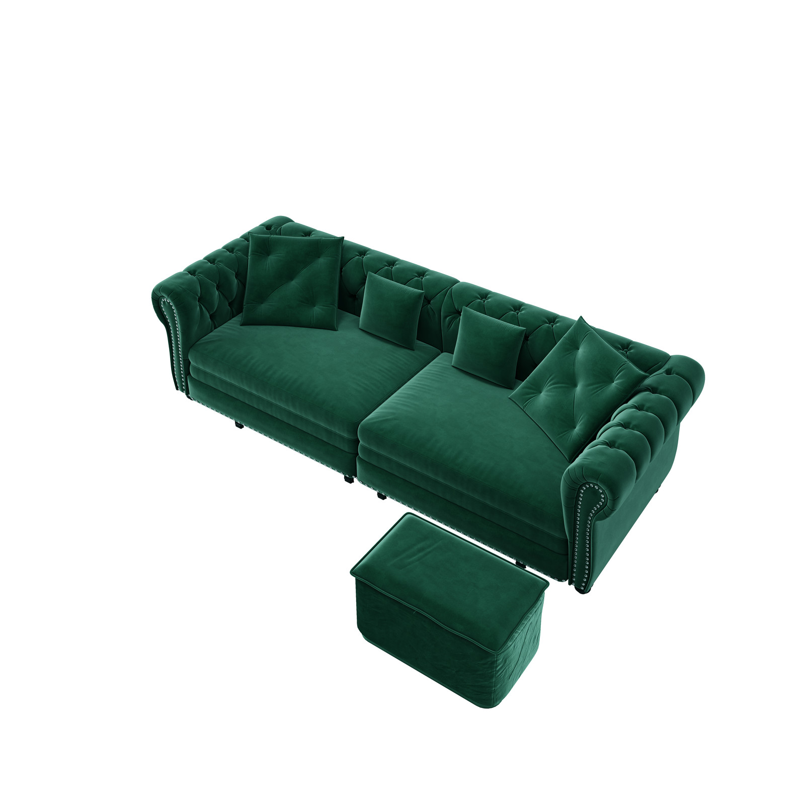 Chesterfield Sofa, 89 " W 3-in-1 Pull-Out Sofa Bed, Convertible Sleeper Sofa Bed
